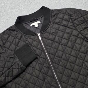 Zella Black Quilted Longline Bomber Jacket – Women's Large Versatile Activewear